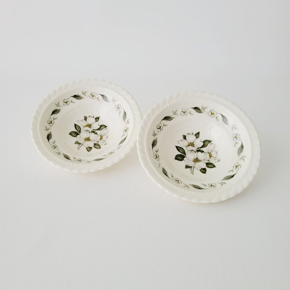 Steubenville Monticello Berry Bowl Set Cornelia Dogwood Floral 1940s USA Made
